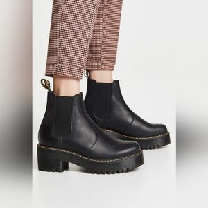 Dr. Martens Rohmetty Black Leather Fashion Chelsea Boots Women's Size 9
